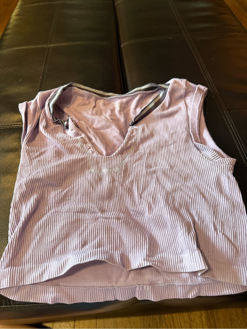 Urban Outfitters Lilac Ribbed V-Neck Crop Top